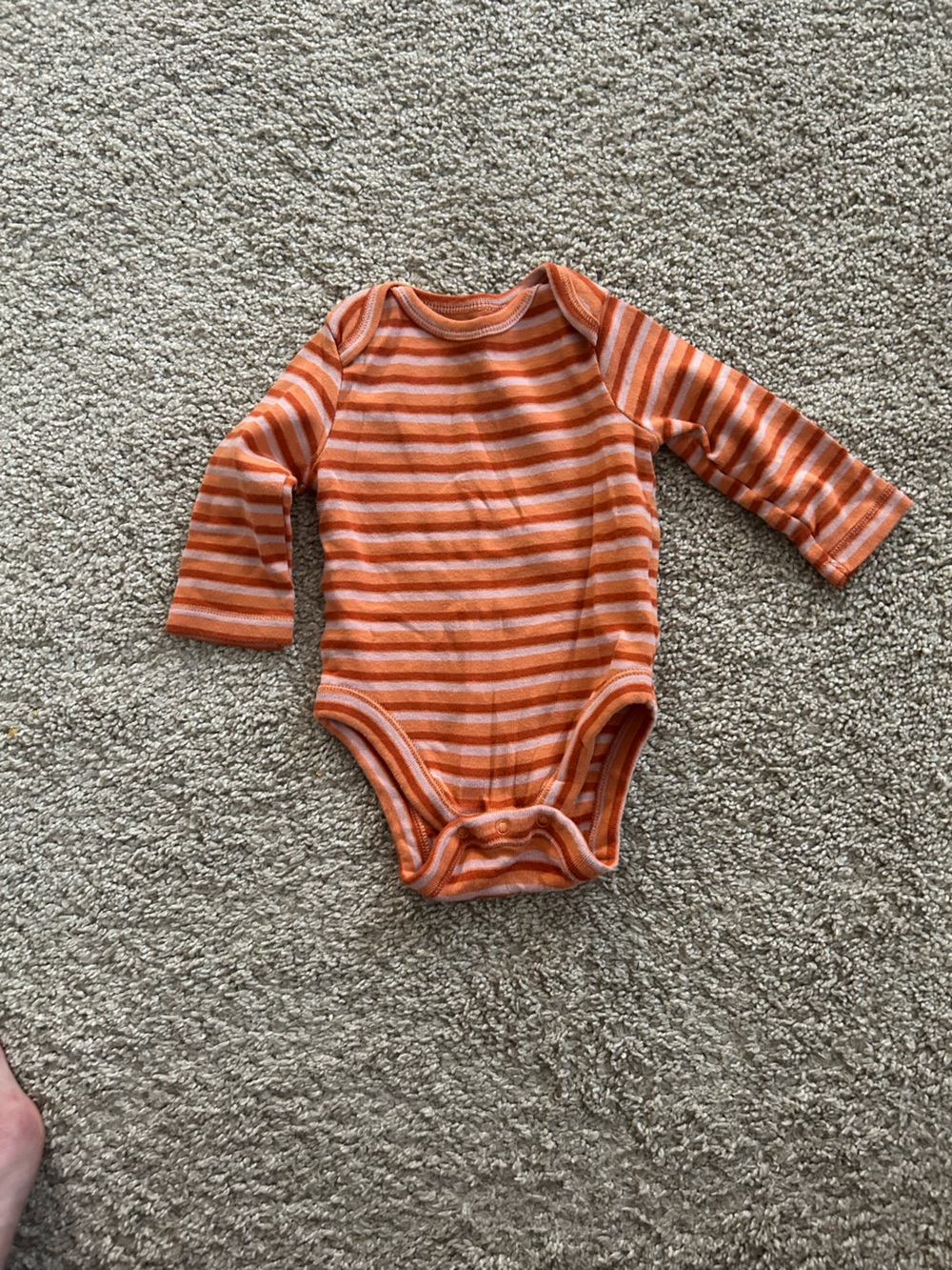 Old Navy 0-3 Month Orange Striped Longsleeve Onesie